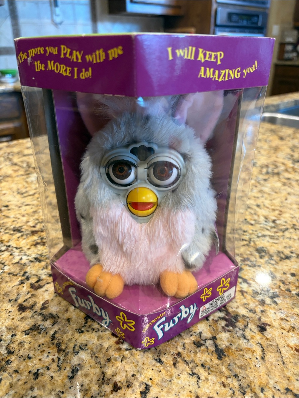 Vintage Furby Classic Plush Electronic Toy - Gray, Pink & Orange New in Box
